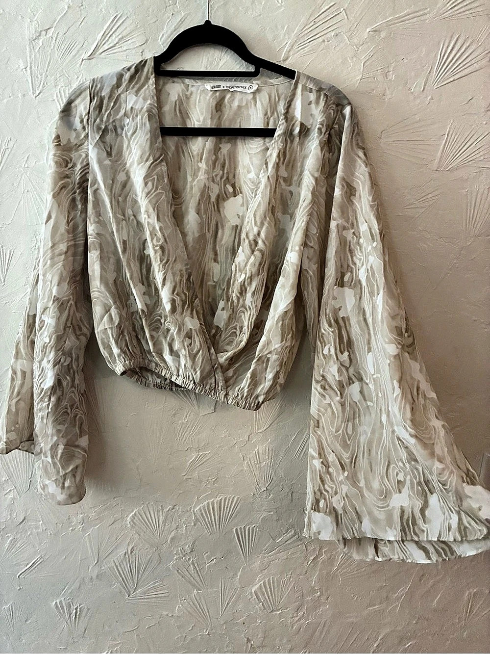 12th Tribe Abstract Cropped Blouse in White